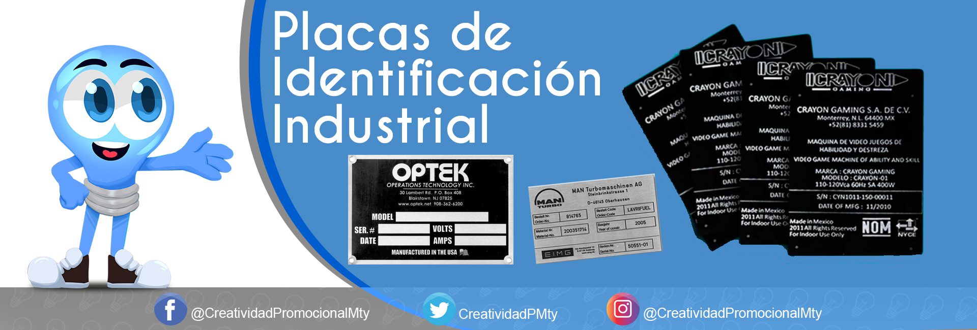 placa de identificacion industrial - Creatividad Promocional de Monterrey